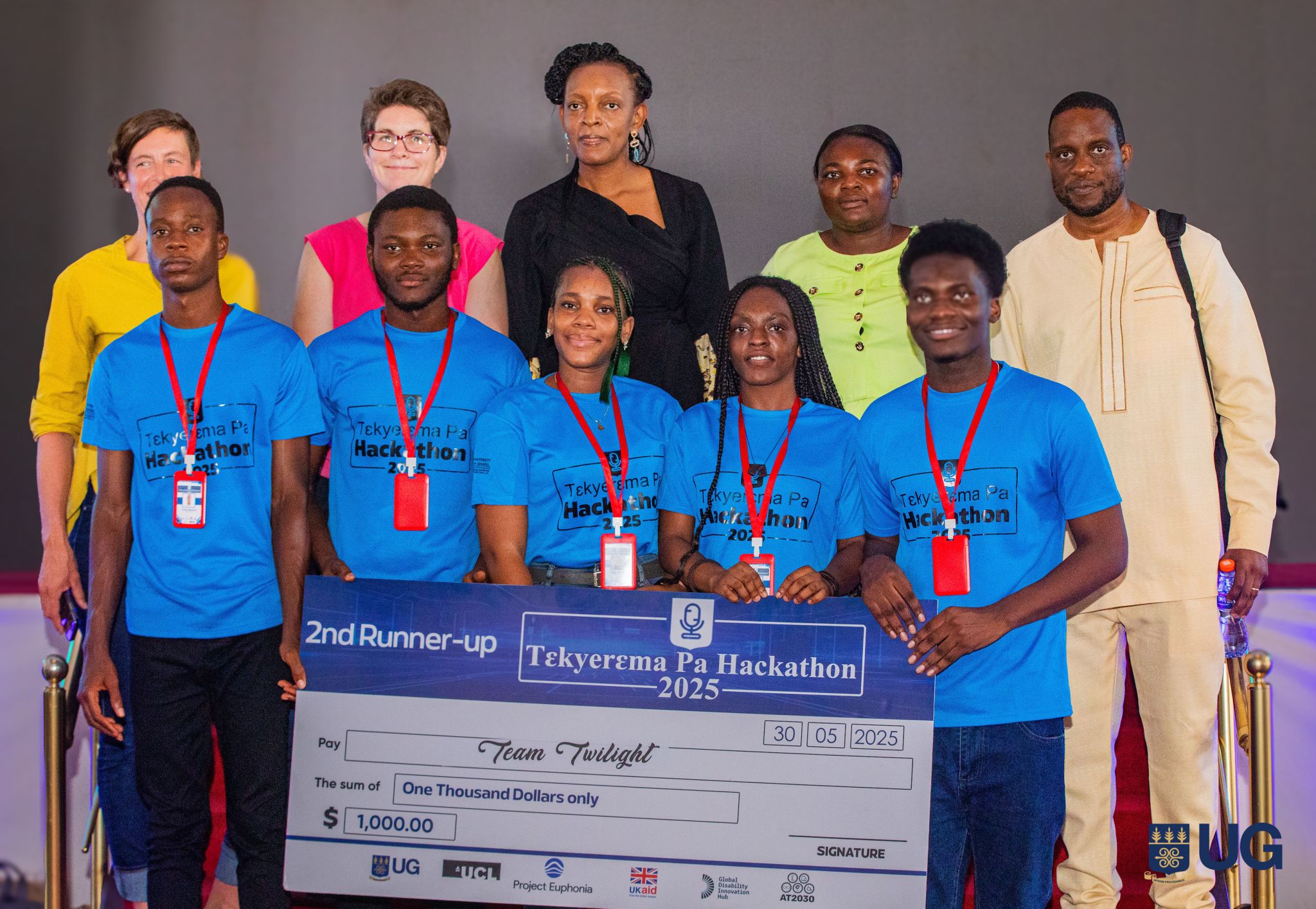 Team Twilight at the Tɛkyerɛma Pa Hackathon 2025 - team members working together, presenting ideas, and engaging with judges